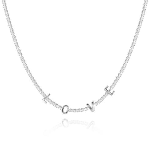 Cubic Zircon Micro Pave Brass Necklace & micro pave cubic zirconia & for woman 