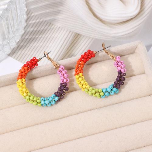Glass Seed Beads Earring, Iron, with Seedbead, Bohemian style & for woman [