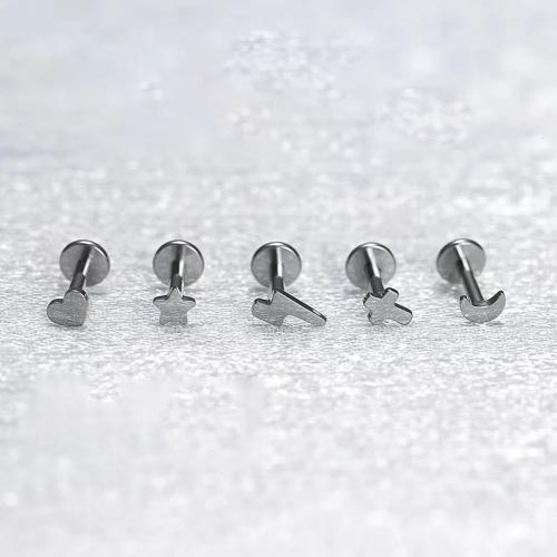 Titan Stahl Ohrringe, Titanstahl, poliert, unisex & verschiedene Größen vorhanden & verschiedene Stile für Wahl, originale Farbe, 5PCs/Tasche, verkauft von Tasche