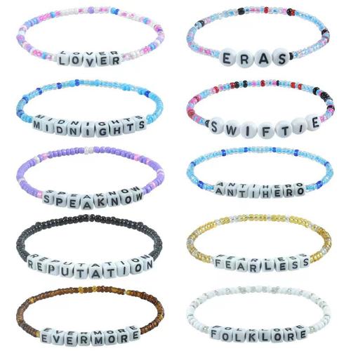 Bracelets acryliques, Acrylique, avec Seedbead, 10 pièces & Style bohème & pour femme, plus de couleurs à choisir, Vendu par fixé