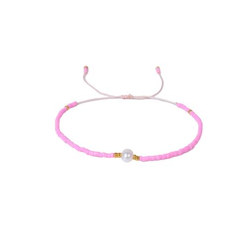 Bracelets Bijoux en verre, Seedbead, avec corde de cire & perle d'eau douce cultivée, fait à la main, pour femme, plus de couleurs à choisir cm, Vendu par PC