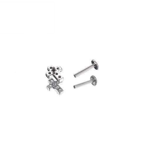 Titanium Steel Earrings, 316L Stainless Steel, Unisex & micro pave cubic zirconia, original color 