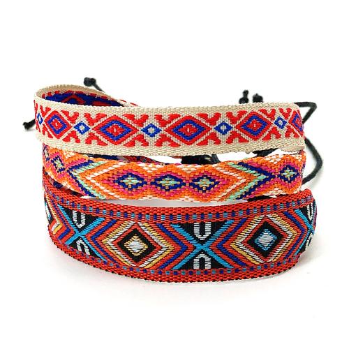 Friendship Bracelets, Polyester, with Linen, knit, three pieces & Unisex Approx 16.5-25 cm 
