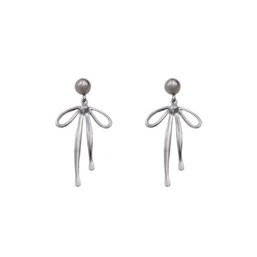 304 Stainless Steel Drop Earring, Bowknot, plated, for woman & hollow 