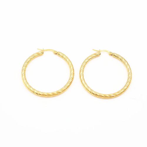 304 Stainless Steel Lever Back Earring, Donut, gold color plated & for woman 