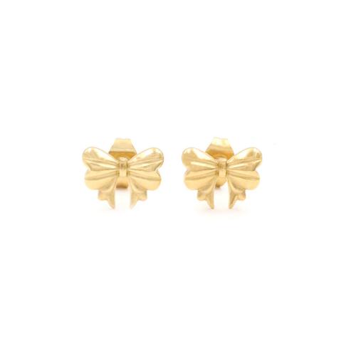 Titanium Steel Stud Earring, Bowknot, gold color plated, fashion jewelry & for woman 