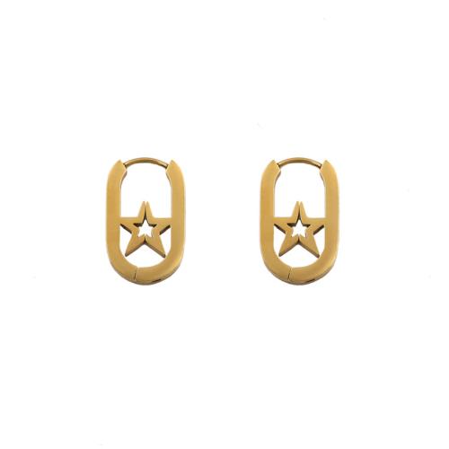 Titanium Steel Drop Earring, gold color plated & for woman & hollow, 13mm 