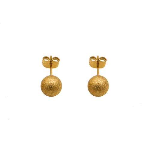 Titanium Steel Stud Earring, Round, gold color plated, fashion jewelry & for woman 