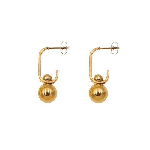 Titanium Steel Stud Earring, Geometrical Pattern, gold color plated, fashion jewelry & for woman 