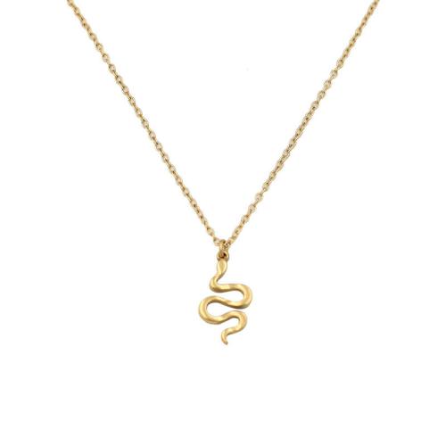 304 Stainless Steel Necklace, with 2inch extender chain, Snake, gold color plated, oval chain & for woman Approx 15.4 Inch 