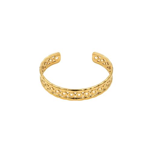 304 Stainless Steel Cuff Bangle, gold color plated, for woman & hollow, Inner Approx 60mm 