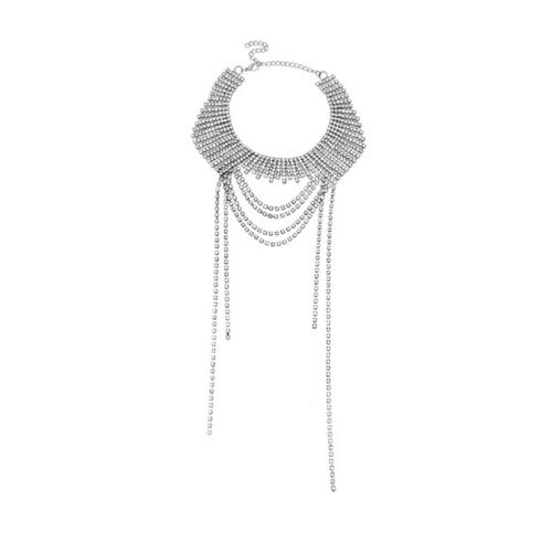Fashion Choker Necklace, Zinc Alloy, with 10cm extender chain, silver color plated, fashion jewelry & for woman & with rhinestone Approx 28 cm 