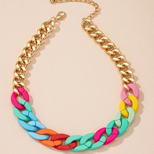 Zinc Alloy Necklace, with 5cm extender chain, gold color plated, fashion jewelry & for woman, multi-colored Approx 40 cm 