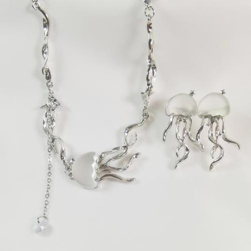 Fashion Zinc Alloy Jewelry Sets, fashion jewelry & for woman, silver color Approx 45 cm 