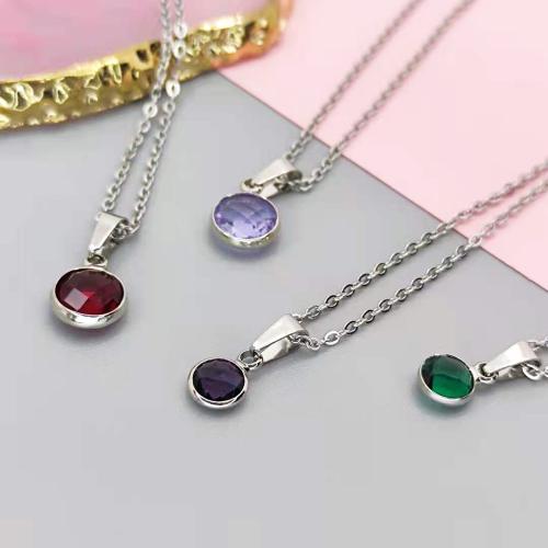 Rhinestone Zinc Alloy Necklace, with 304 Stainless Steel Chain, with 5cm extender chain, fashion jewelry & for woman & with rhinestone Approx 45 cm 