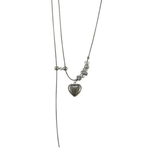 Collar de la joyería de titanio, Partículas de acero, con 8cm extender cadena, para mujer, color original, longitud:aproximado 40 cm, Vendido por UD