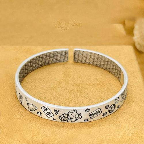 Argent sterling 925 bracelet manchette, bijoux de mode & unisexe & styles différents pour le choix, Diamètre inté Environ 55mm, Vendu par PC