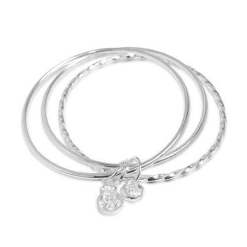 925 Sterling Silver Bangle, three layers & fashion jewelry & for woman, Inner Approx 58mm 