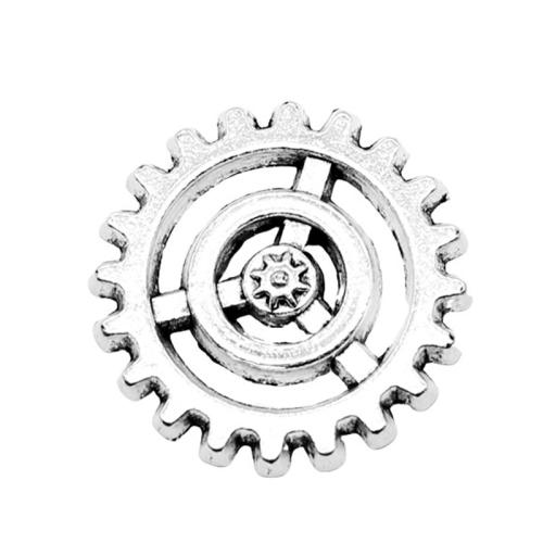 Colgante de la aleación del cinc, aleación de zinc, rueda de engranaje, chapado en color de plata antigua, Bricolaje, 17x17mm, Vendido por UD