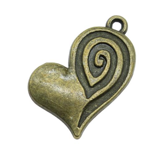 Zinc Alloy Heart Pendants, antique bronze color plated, DIY 