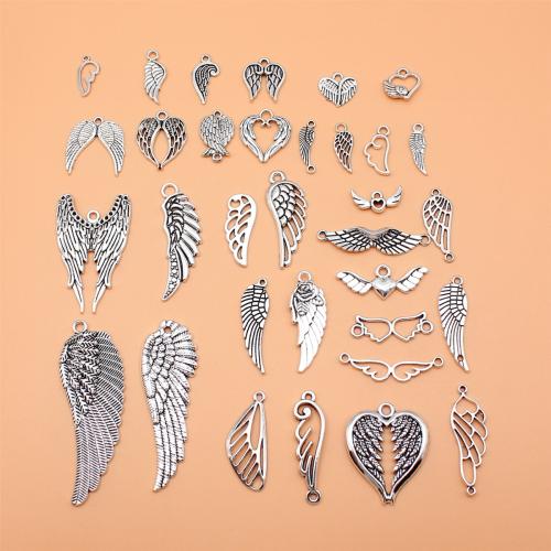 Wing Shaped Zinc Alloy Pendants, antique silver color plated, DIY [