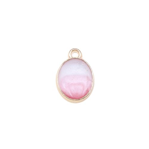 Zinc Alloy Jewelry Pendants, Oval, gold color plated, DIY, pink 