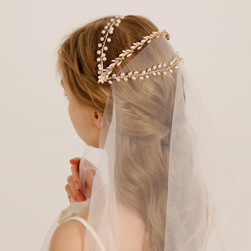 Bandeaux pour les cheveux, alliage de zinc, avec perle de plastique, Placage de couleur d'or, pour femme & avec strass, Vendu par PC