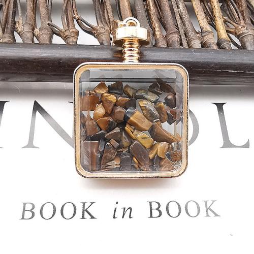 Glass Zinc Alloy Pendants, with Natural Stone & Glass, plated, DIY [