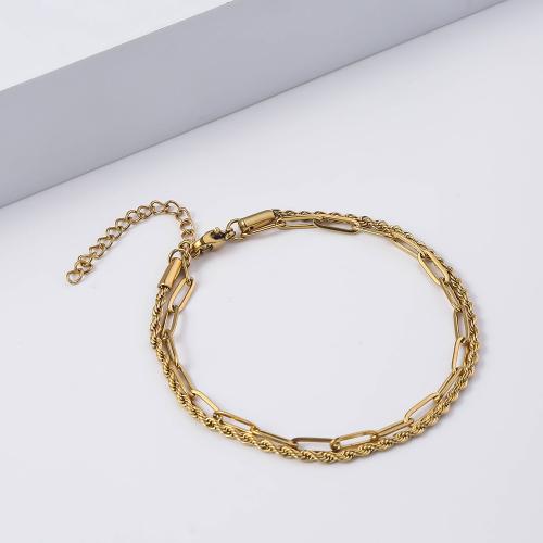 Stainless Steel Chain Bracelets, 304 Stainless Steel, with 5cm extender chain, gold color plated, fashion jewelry, golden cm 