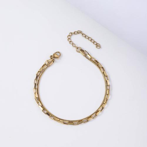 Stainless Steel Chain Bracelets, 304 Stainless Steel, with 5cm extender chain, gold color plated, fashion jewelry, golden cm 