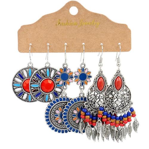 Enamel Zinc Alloy Drop Earring, with Acrylic, three pieces & for woman 