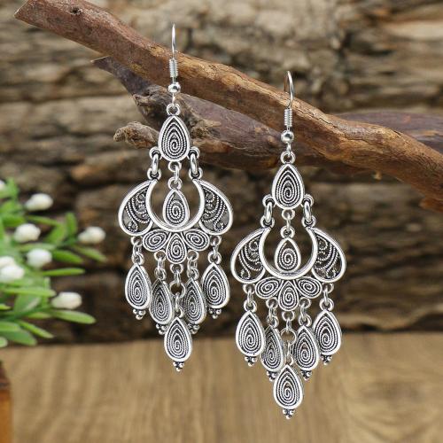 Zinc Alloy Drop Earring, fashion jewelry & for woman & hollow, original color 