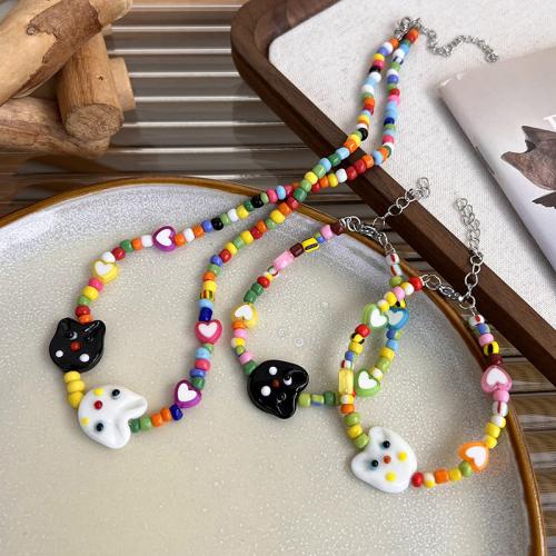 Resin Jewelry Sets, handmade, fashion jewelry & for woman Necklace about 45-6cm; Bracelet about 16-5cm. 