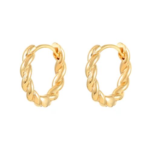 Brass Huggie Hoop Earring, plated & for woman, golden 