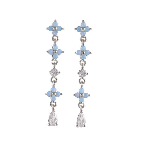 Cubic Zircon Brass Earring, micro pave cubic zirconia & for woman 