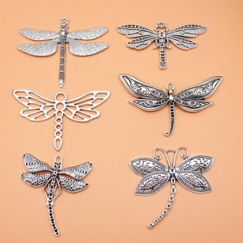 Zinc Alloy Animal Pendants, Dragonfly, antique silver color plated, DIY 