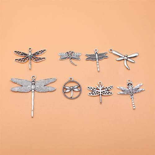 Zinc Alloy Animal Pendants, Dragonfly, antique silver color plated, DIY 