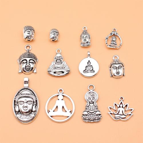 Zinc Alloy Jewelry Pendants, Buddha, antique silver color plated, DIY 