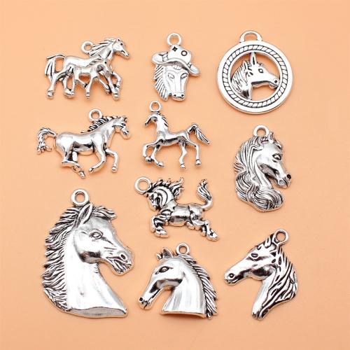 Zinc Alloy Animal Pendants, Horse, antique silver color plated, DIY 