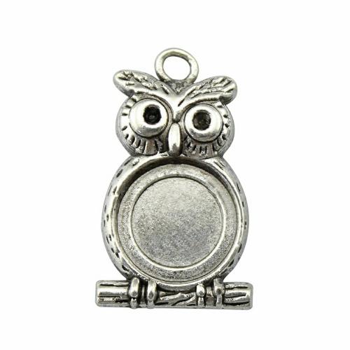 Zinc Alloy Pendant Cabochon Setting, Owl, antique silver color plated, DIY, inner mm 