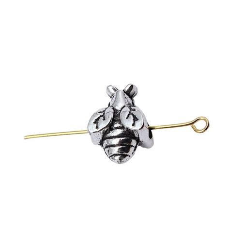 Perles animaux en alliage de zinc, abeille, Plaqué de couleur d'argent, DIY Environ 4.8mm, Vendu par PC