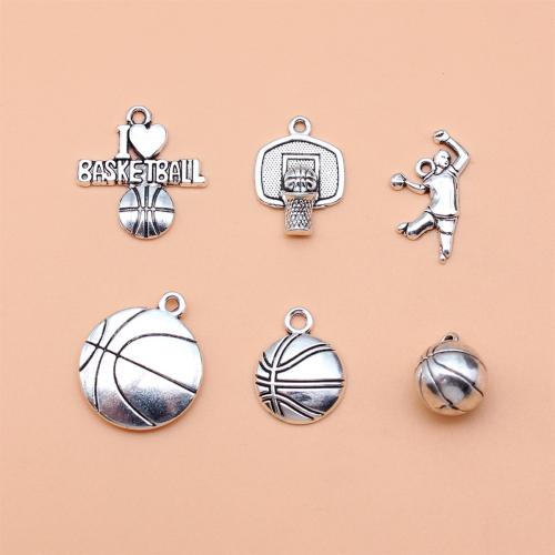 Zinc Alloy Jewelry Pendants, Basketball, antique silver color plated, DIY 
