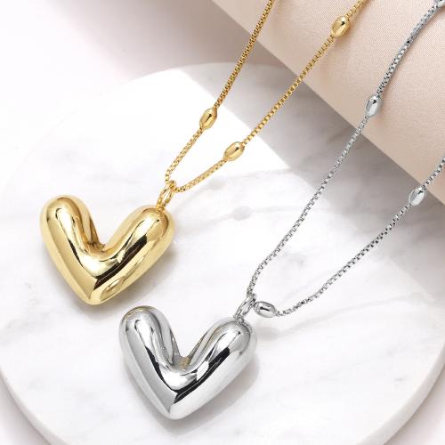 Brass Jewelry Necklace, with 5cm extender chain, Heart, plated, fashion jewelry cm 