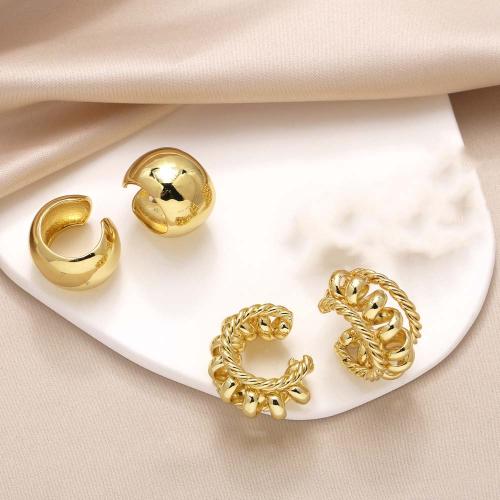 Манжета серьга, Латунь, плакирован золотом, ювелирные изделия моды & различные модели для выбора, Золотой, продается Пара