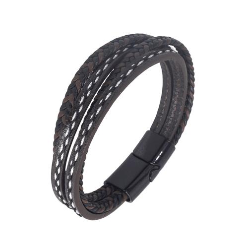 PU Leather Cord Bracelets, Zinc Alloy, with PU Leather, handmade, Unisex Approx 21 cm 
