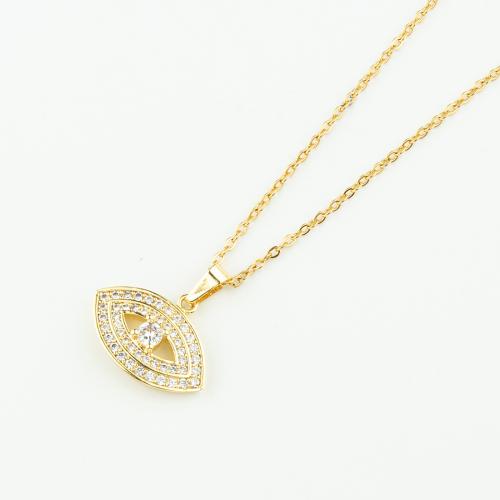 Brass Jewelry Necklace, 304 Stainless Steel, with Brass, plated, micro pave cubic zirconia & for woman, golden Approx 50 cm 