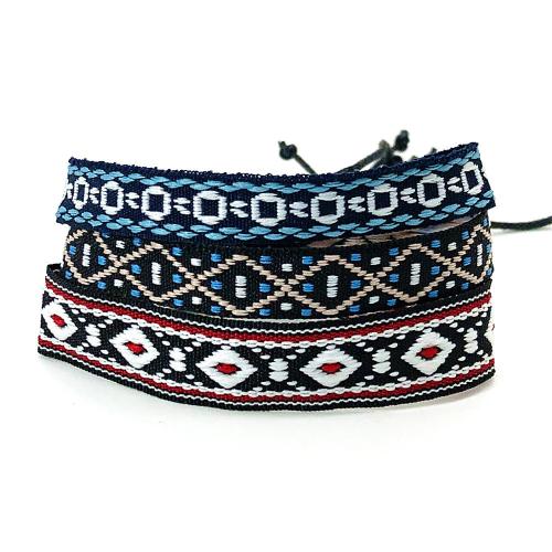 Friendship Bracelets, Polyester, with Linen, knit, three pieces & Unisex Approx 16.5-25 cm 