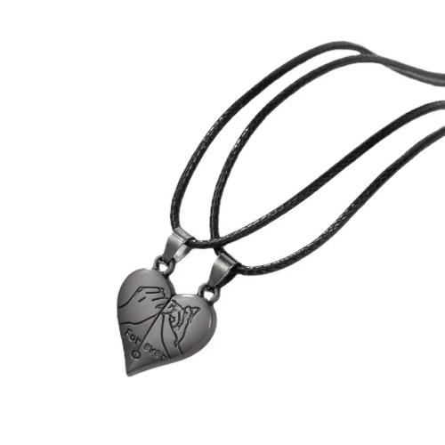 collier de Couple en alliage Zinc , alliage de zinc, avec corde de cire, Placage, 2 pièces & unisexe, plus de couleurs à choisir Environ 41-50 cm, Vendu par fixé
