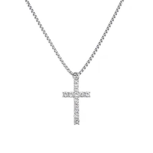 Zinc Alloy Cubic Zirconia Necklace, plated, Unisex & micro pave cubic zirconia, silver color Approx 51-80 cm 