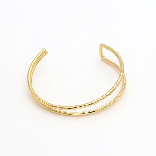 Titanium Steel Cuff Bangle, gold color plated, fashion jewelry & for woman & hollow 